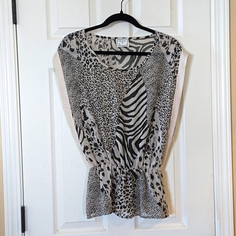 Animal print top, sheer, small